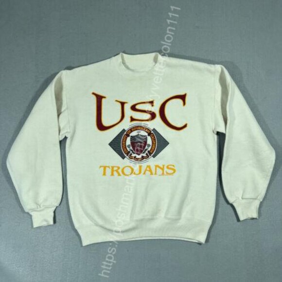 Vintage southern california usc trojans sweatshirt shirt white L79 - Picture 1 of 2